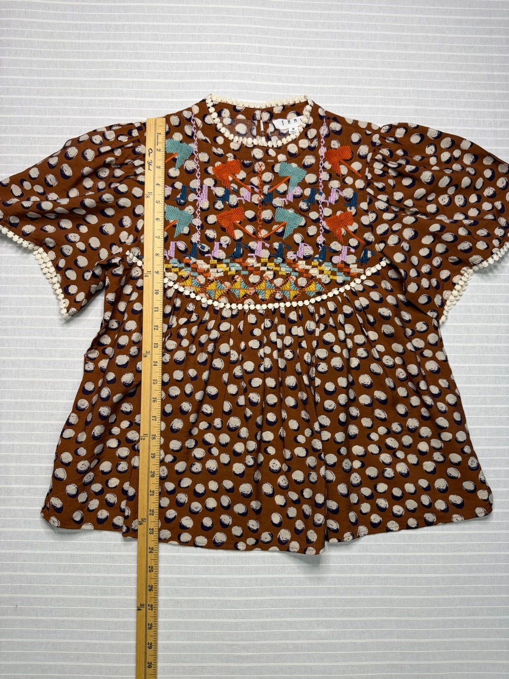 THML Embroidered Boho Babydoll Top – Size Medium - Picture 5 of 7